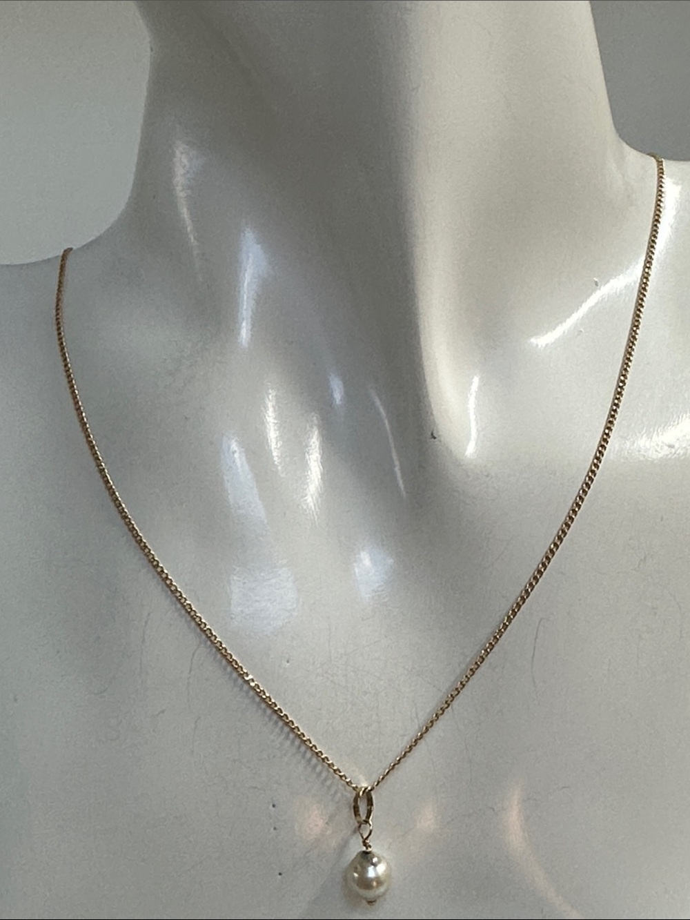 14k real Solid Gold Pearl Drop Necklace​​​​